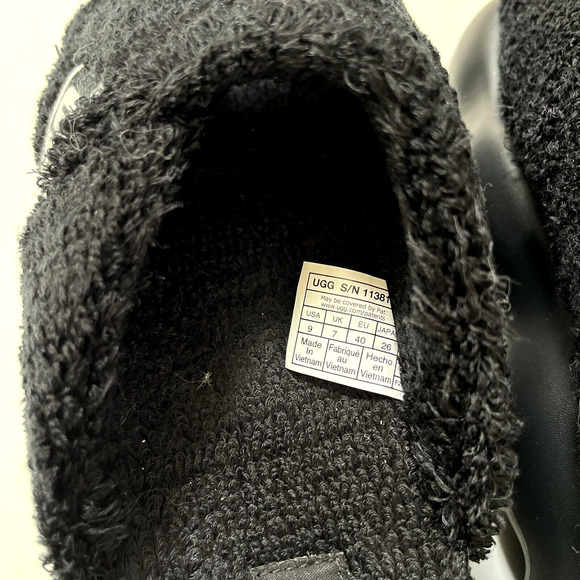 UGG Sugarcloud Black Platform Slide Sandals Size 9 NWOB Terry Logo Style 1138178 - Picture 8 of 10
